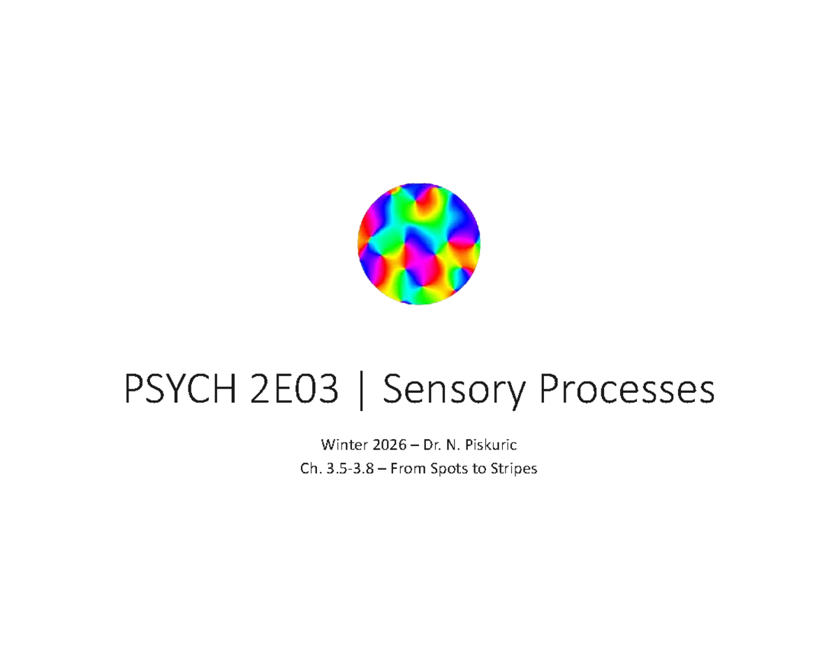 PSYCH 2E03 | Lecture Notes on Sensory Processes - Studocu