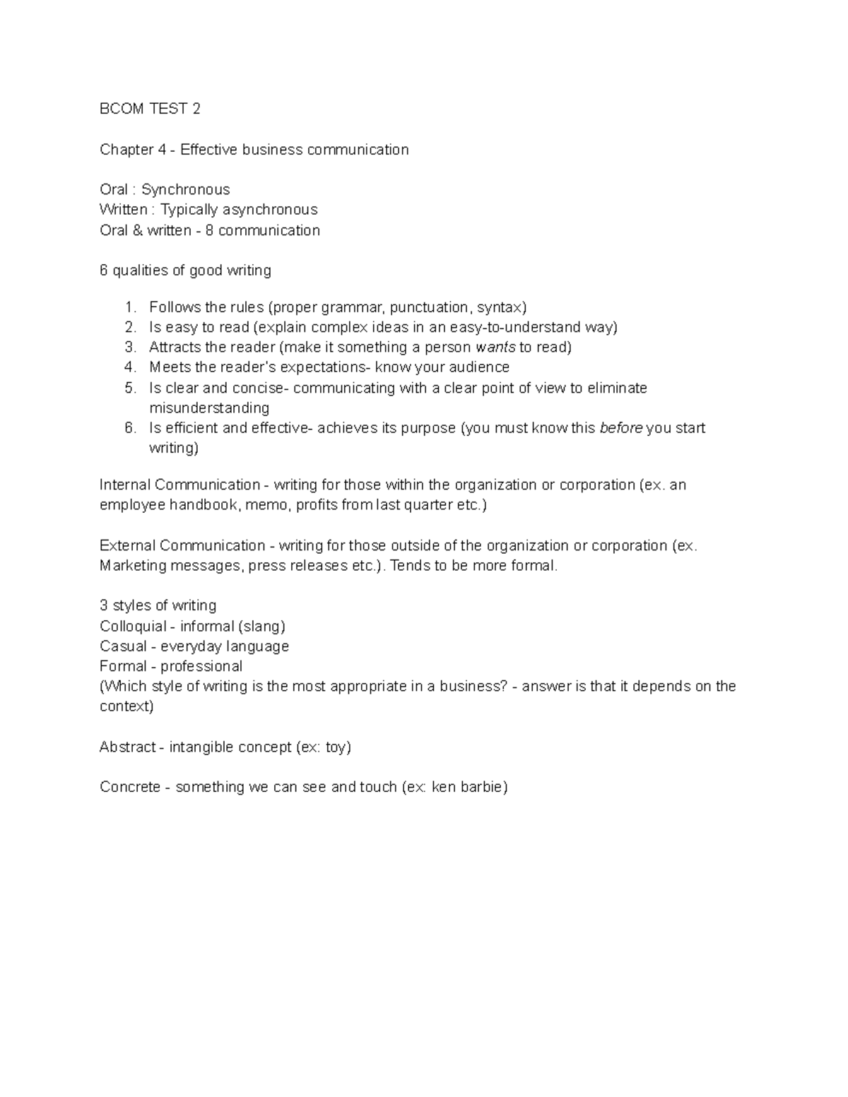 BCOM TEST 2 - Effective Business Communication and Critical Thinking ...