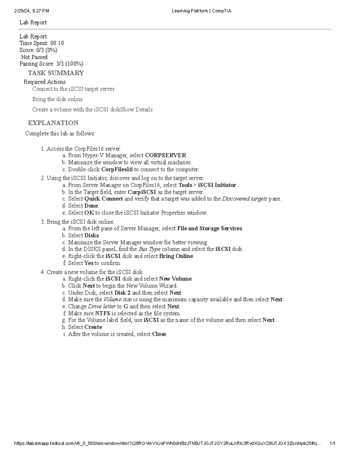 8.1.4 iSCSI Initiator Configuration Lab Report - Studocu
