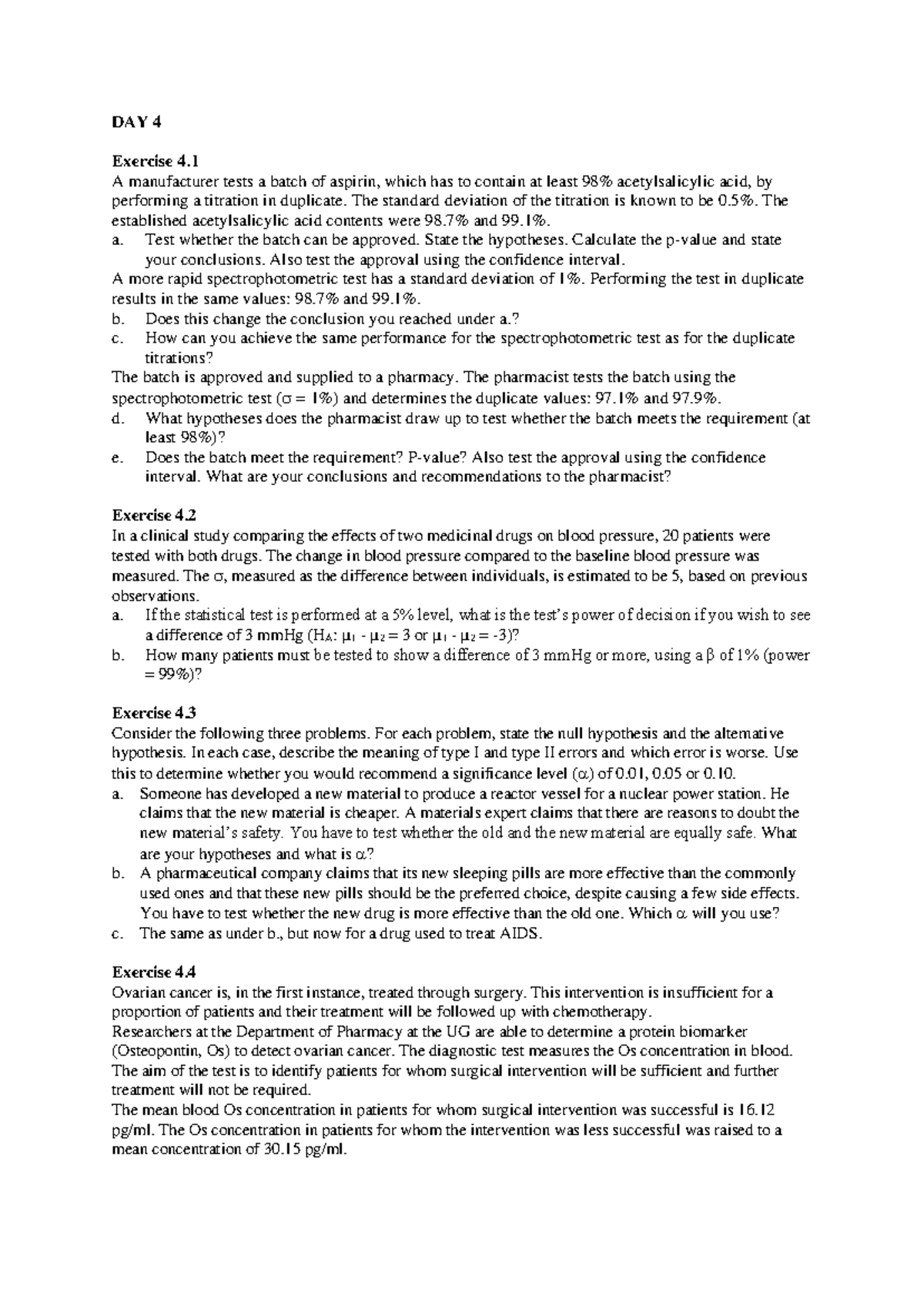 Tutorial 4 Exercises: Statistical Tests and Hypothesis Analysis ...