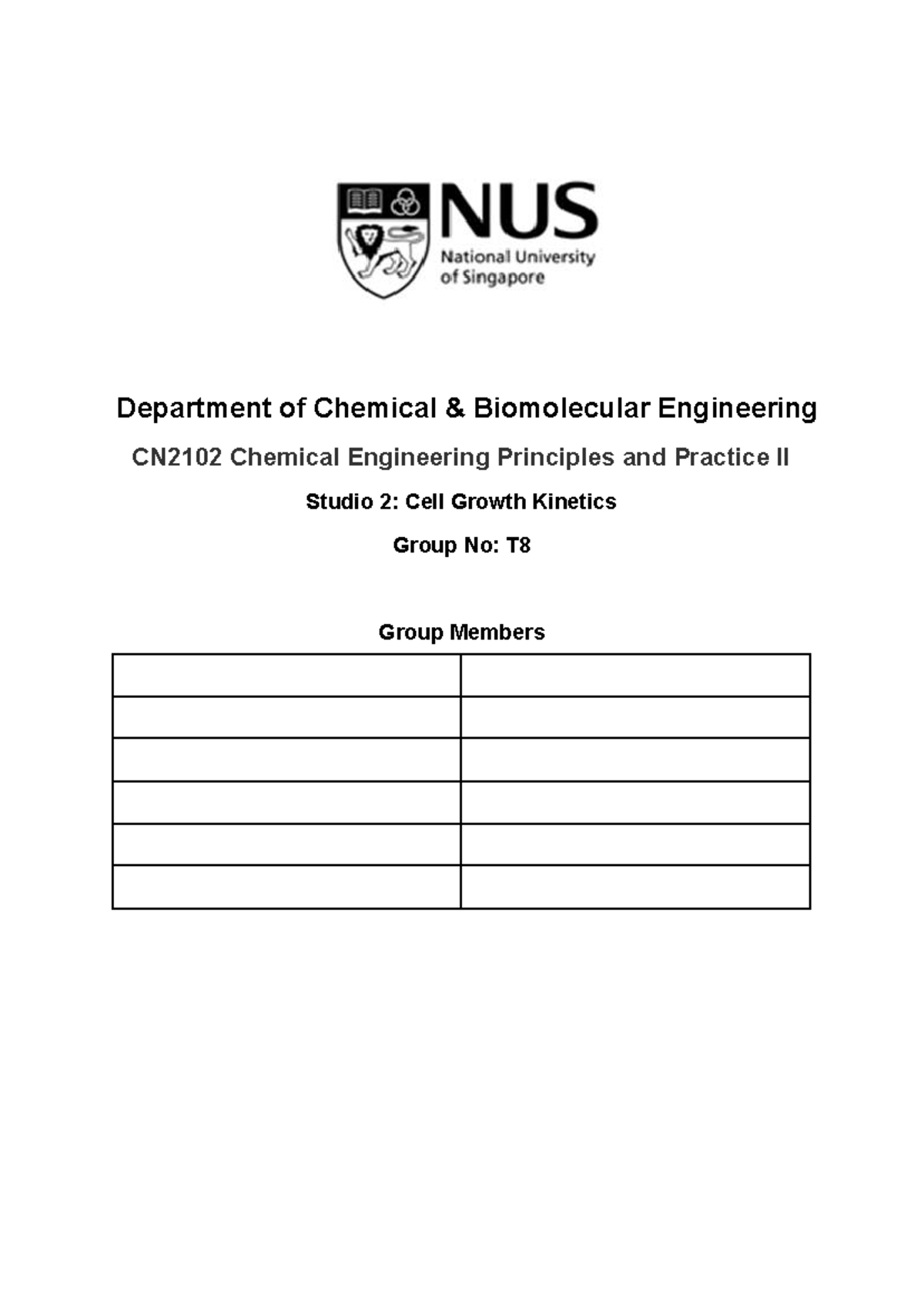 CN2102 Studio Report 2: E.coli Cell Growth Kinetics Analysis - Studocu