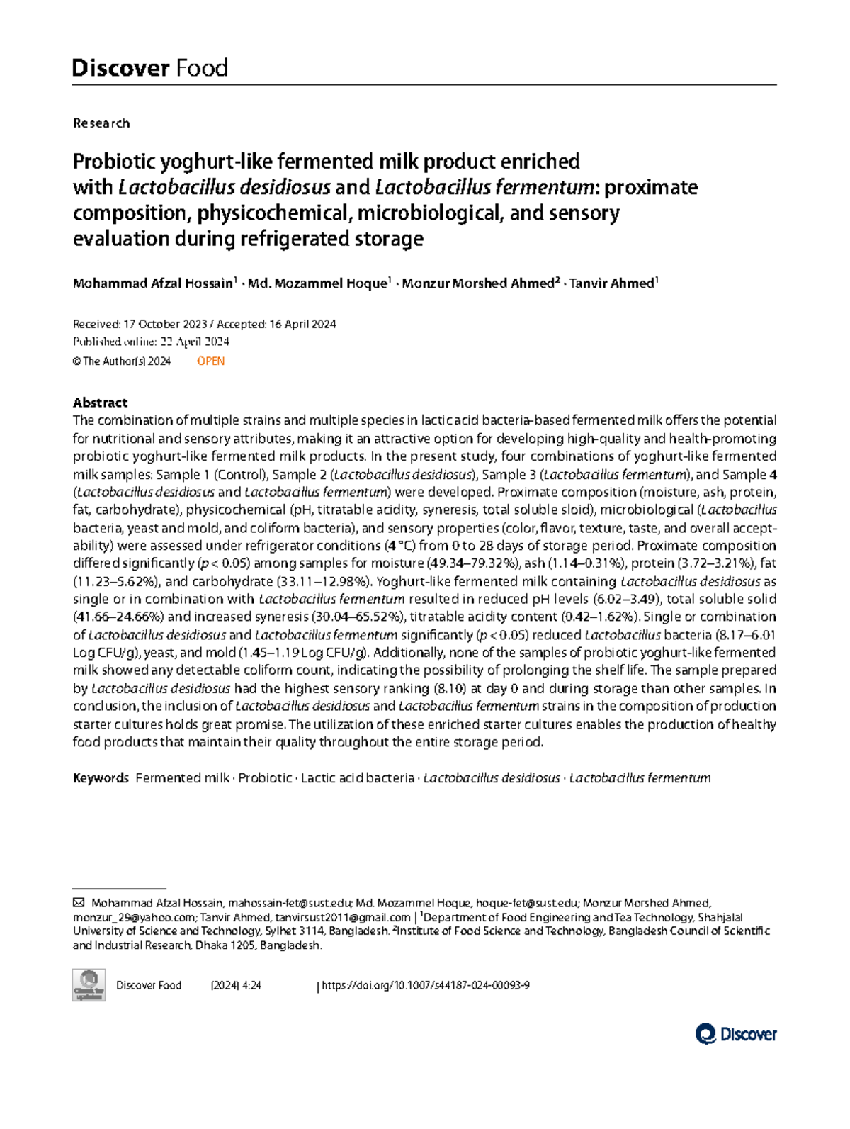 Probiotic Fermented Milk Product Enriched with Lactobacillus Strains ...