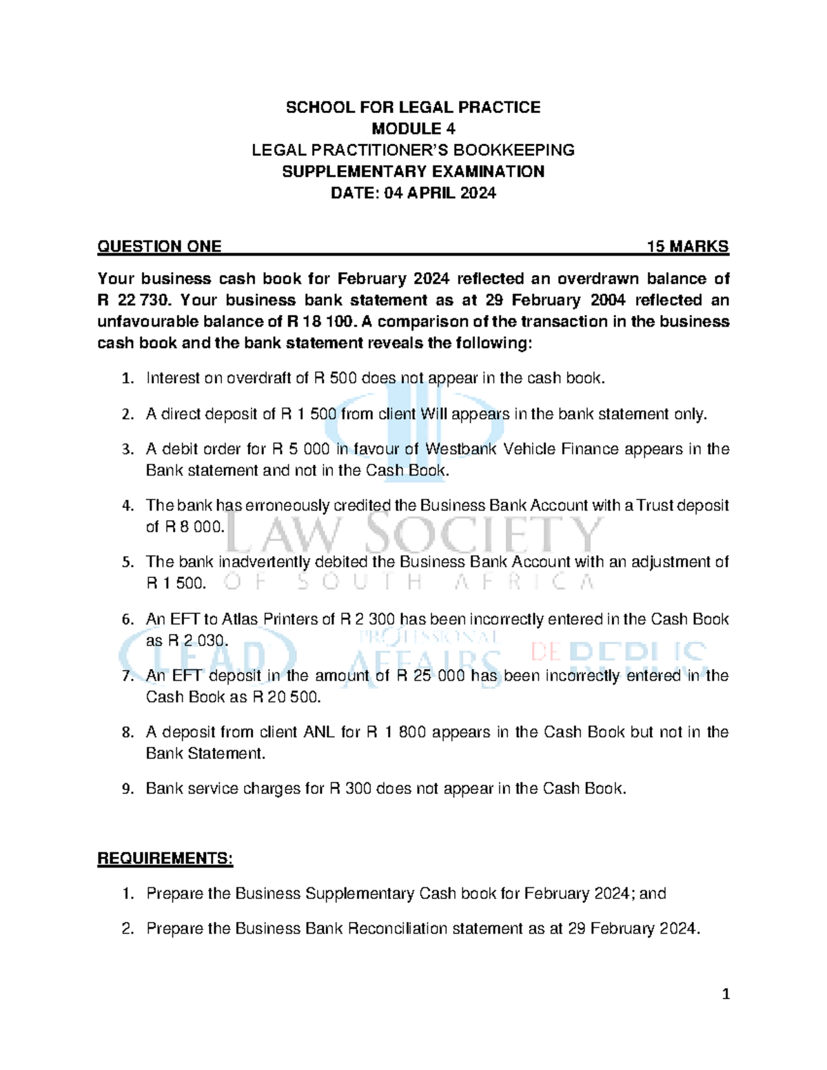 Legal Practitioner’s Bookkeeping Supplementary Exam - Module 4 - Studocu
