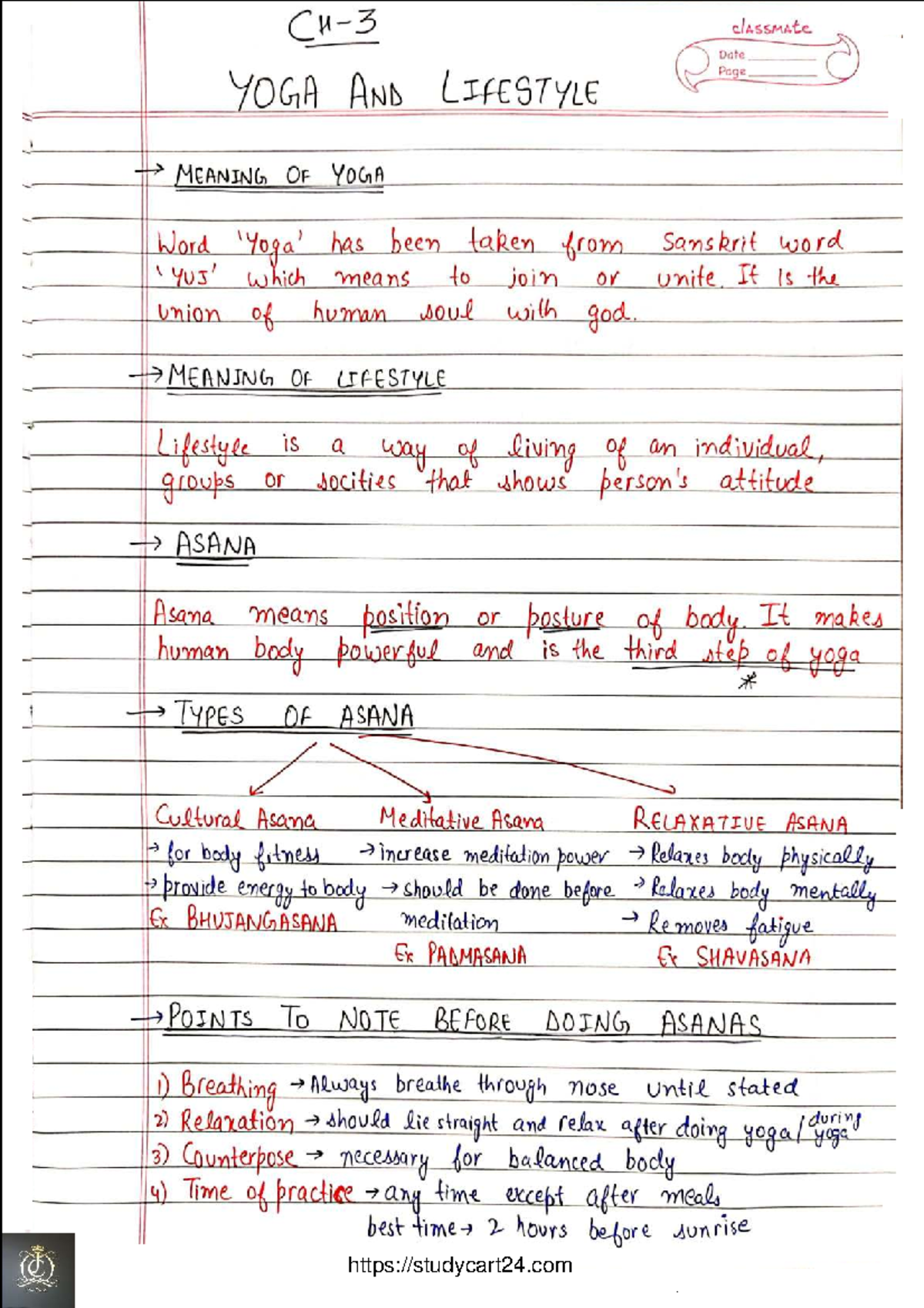 Chapter 3: Yoga and Lifestyle - Class 12 Physical Education Notes - Studocu