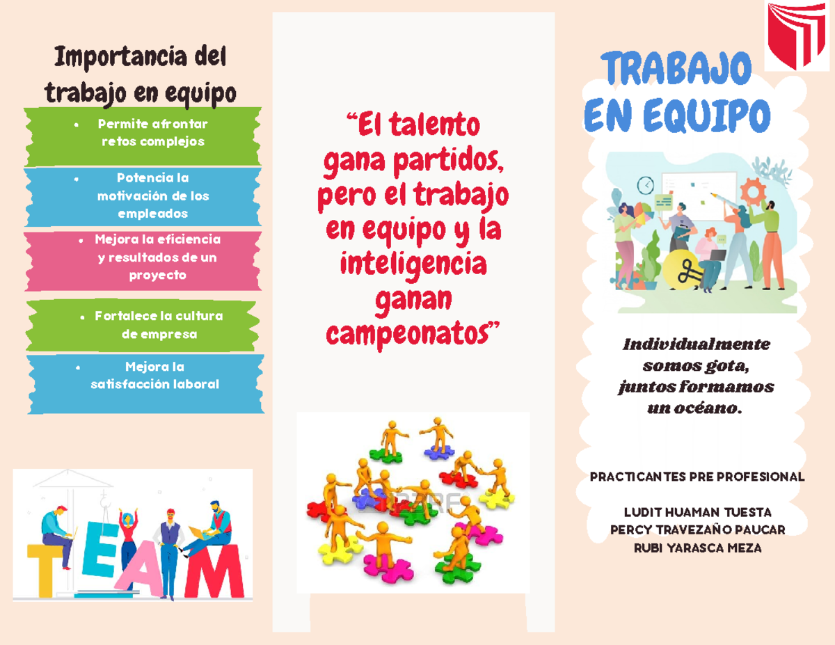 Folleto sobre la Importancia del Trabajo en Equipo en la Empresa - Studocu