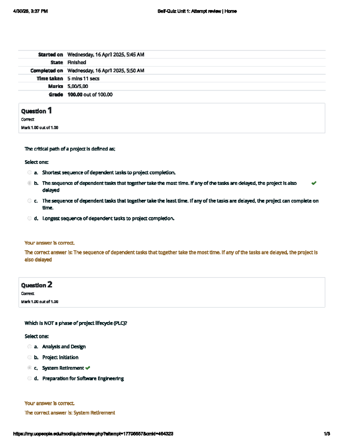 CS 4403 Self Quiz: Unit 1 Review and Answers - Studocu