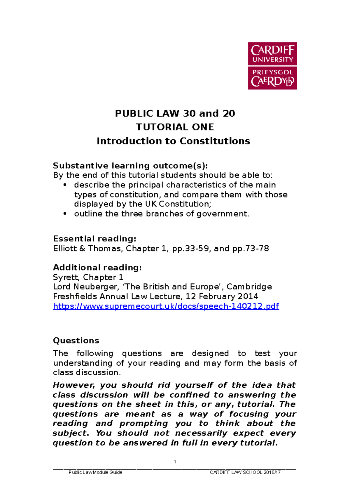 Tutorial 1 - PUBLIC LAW 30 and 20 TUTORIAL ONE Introduction to ...