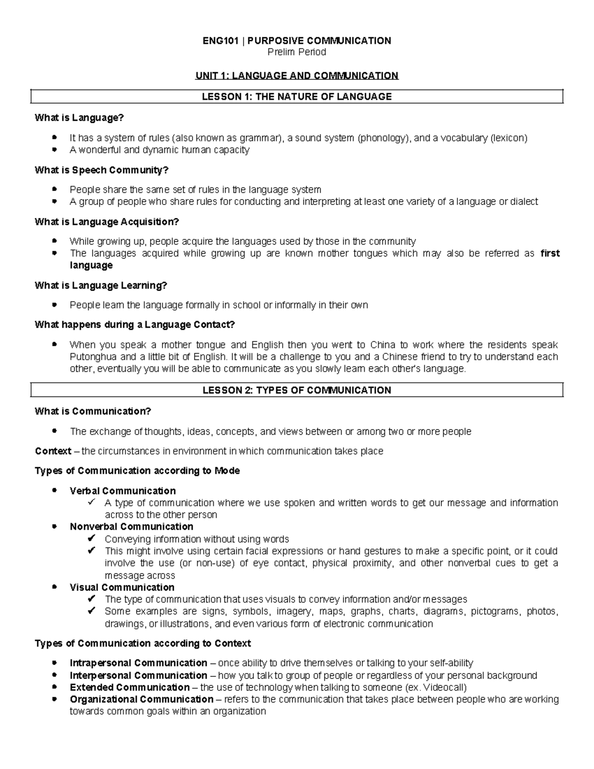 ENG101 - Purposive Communication Prelim Period - ENG101 | PURPOSIVE ...