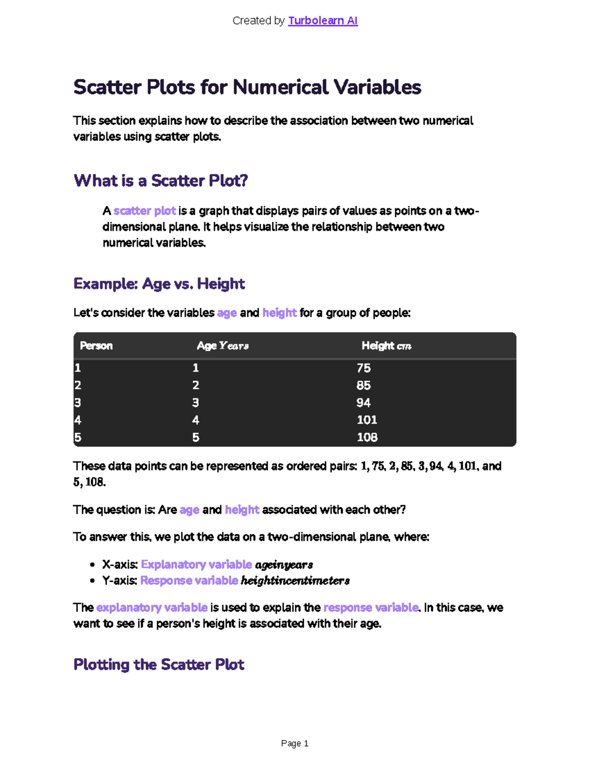 Lecture 4.4: Understanding Scatter Plots for Numerical Variables - Studocu