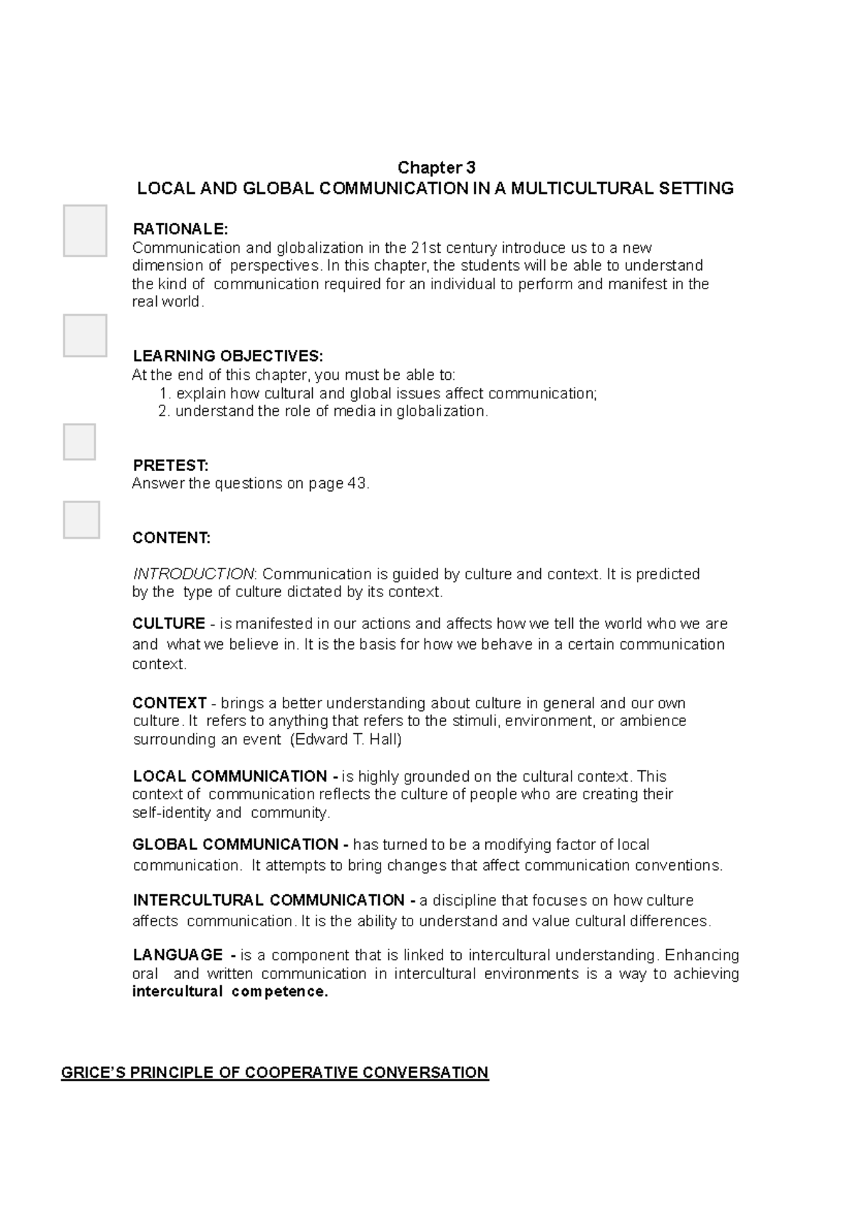 Chapter 3: Local & Global Communication in Multicultural Contexts - Studocu