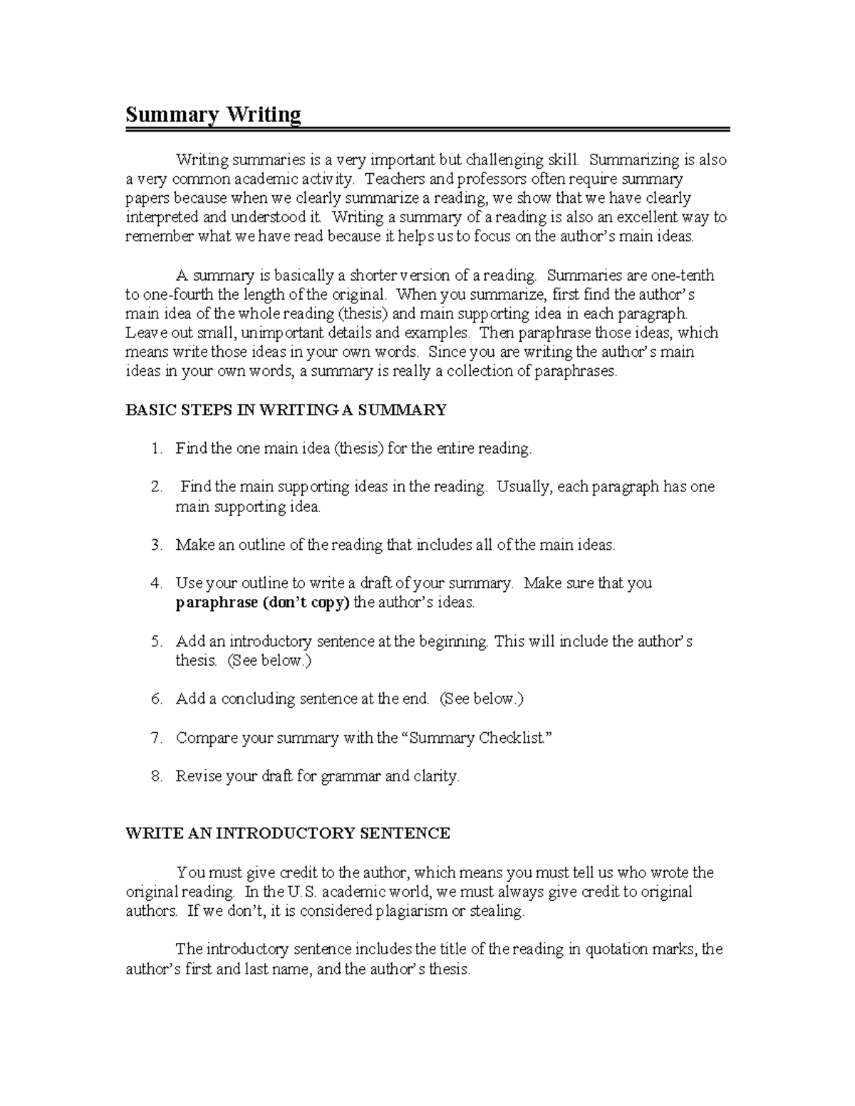 ENG 101 - Summary Writing Lecture Notes & Basic Steps Guide - Studocu
