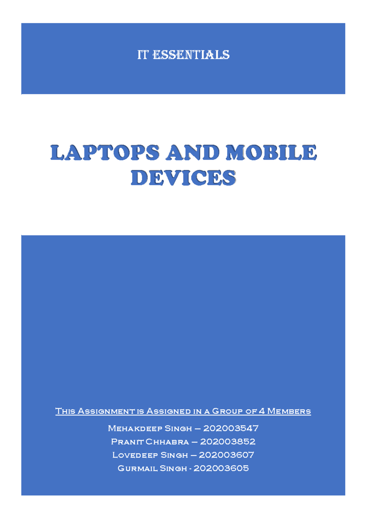 IT Essentials - 15-07-21 - This Assignment is Assigned in a Group of 4 ...