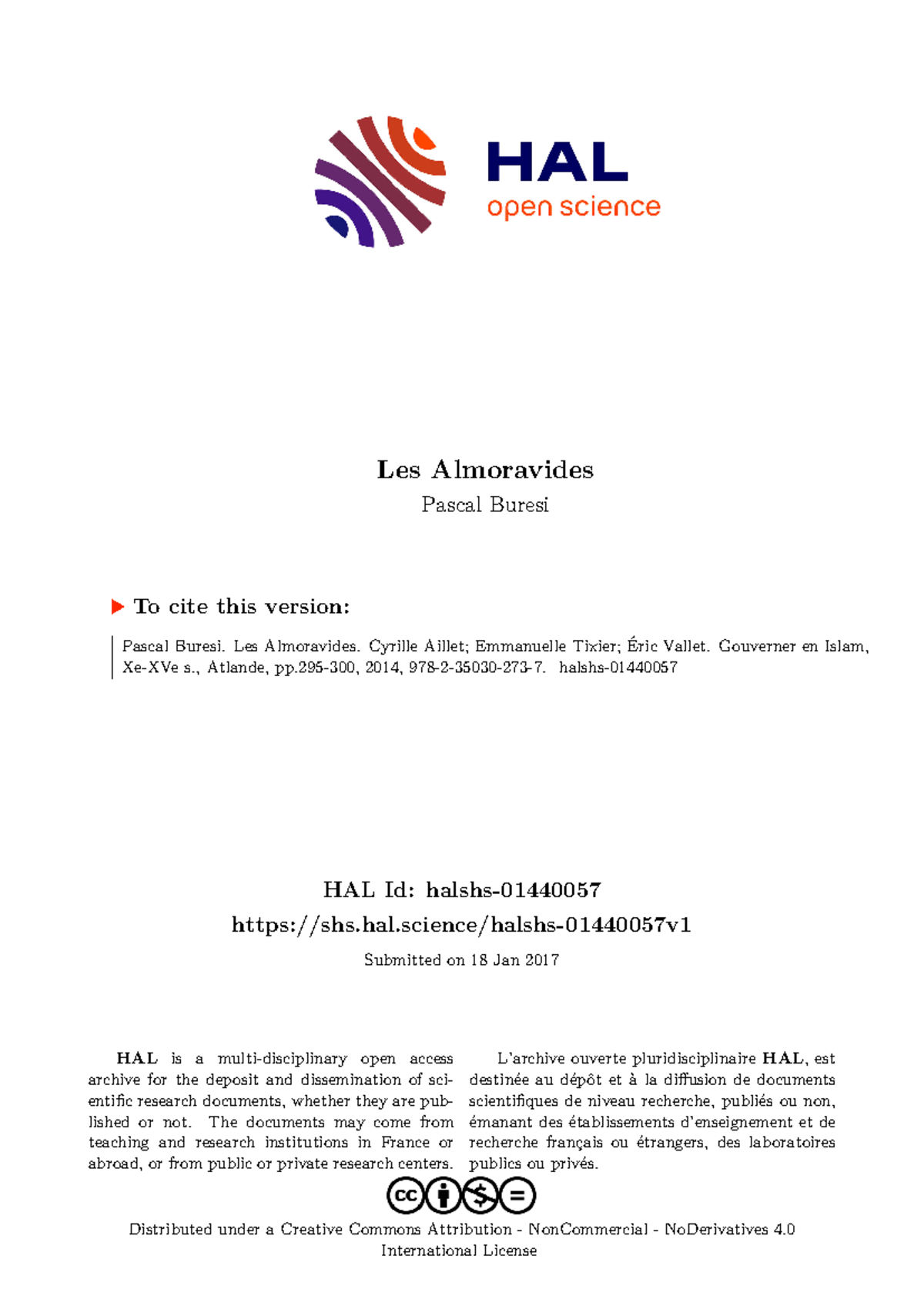 LES Almoravides PAR Pascal Buresi - HAL Id: halshs- shs.hal/halshs ...