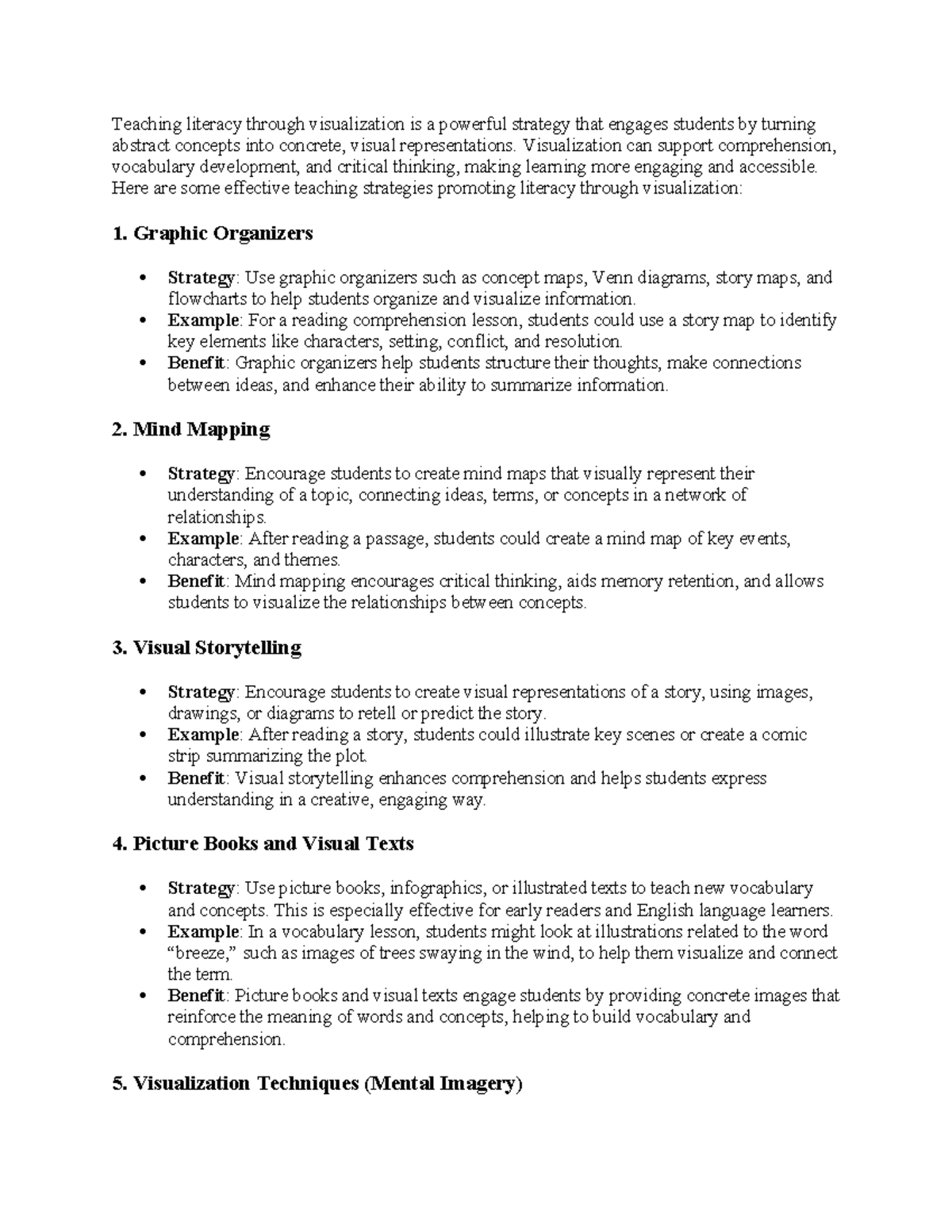 Engaging Literacy Activities Through Visualization Strategies - Studocu
