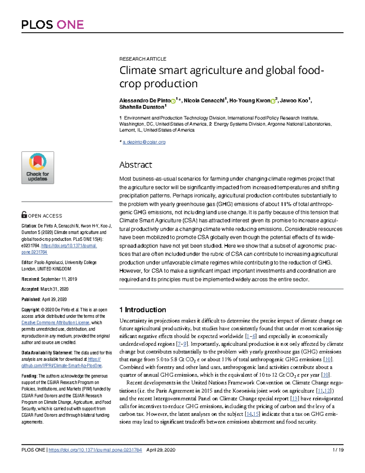Climate Smart Agriculture and Its Impact on Global Food Security ...