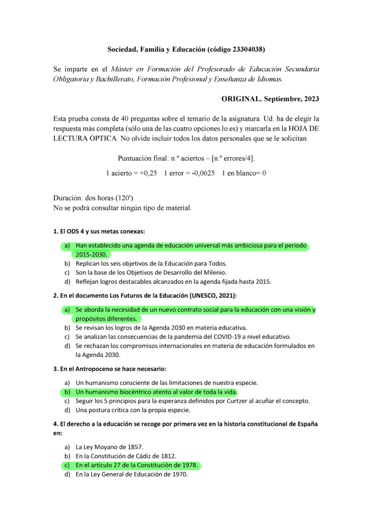 SFE 2223 SEP sol - Solución examen septiembre 2023 - Sociedad, Familia ...