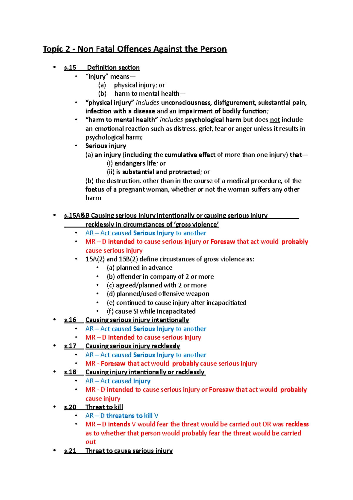 Principles of Criminal Law & Procedure: Tutorial 3 Notes on Consent ...