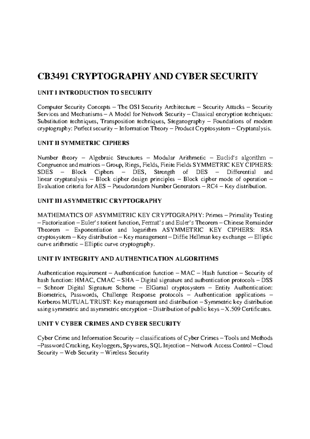 CRYPTOGRAPHY AND CYBER Notes - CB3491 CRYPTOGRAPHY AND CYBER SECURITY ...