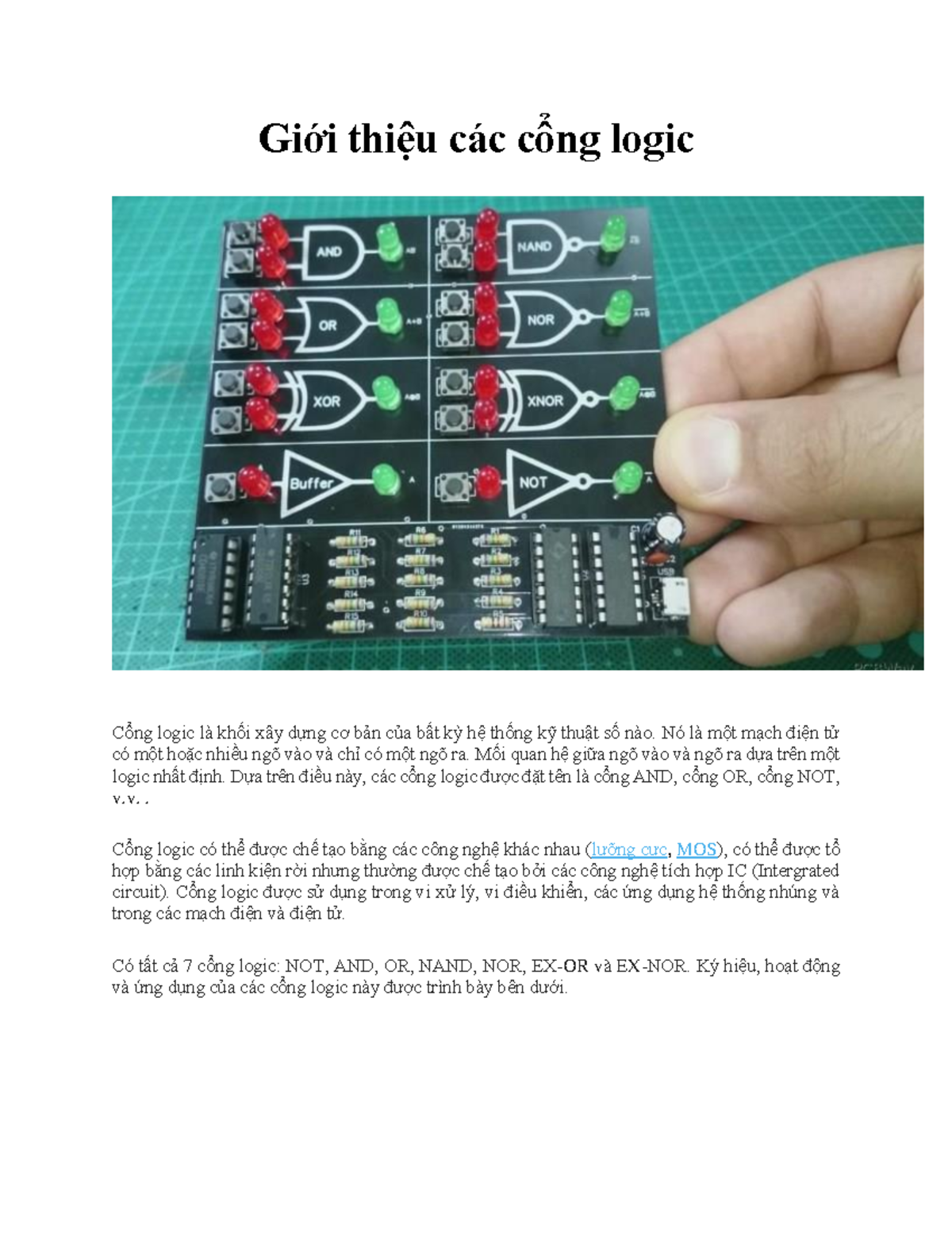 Giới thiệu về các cổng logic trong kỹ thuật số - Cổng AND, OR, NOT, v.v ...