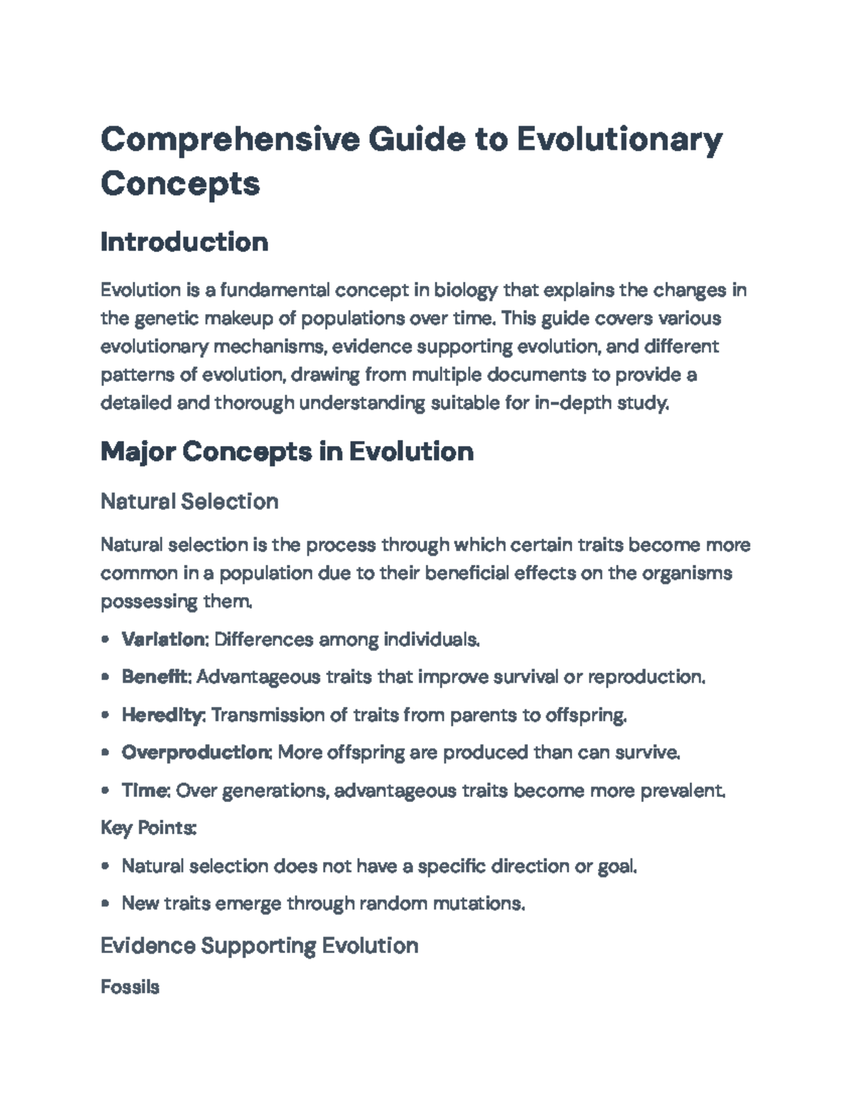 Comprehensive Guide to Evolutionary Concepts and Mechanisms ...