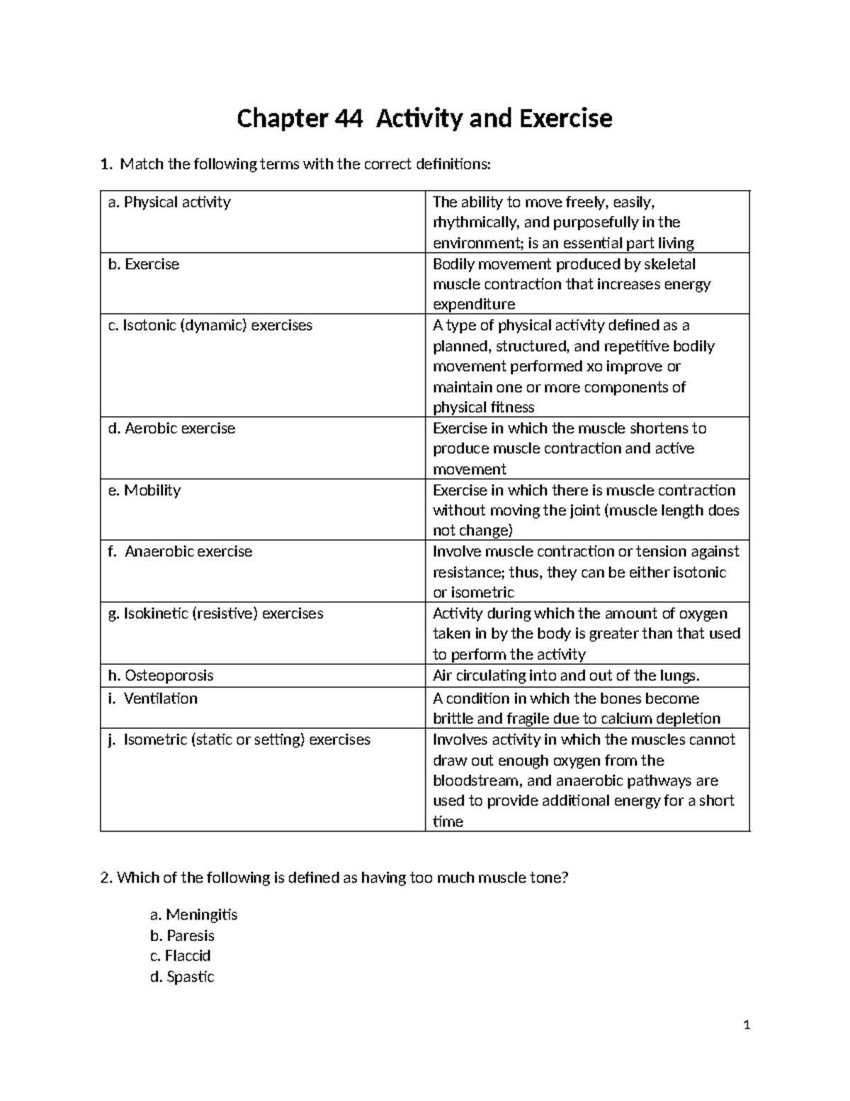 Chapter 44 Activity and Exercise Worksheet - Definitions and Concepts ...