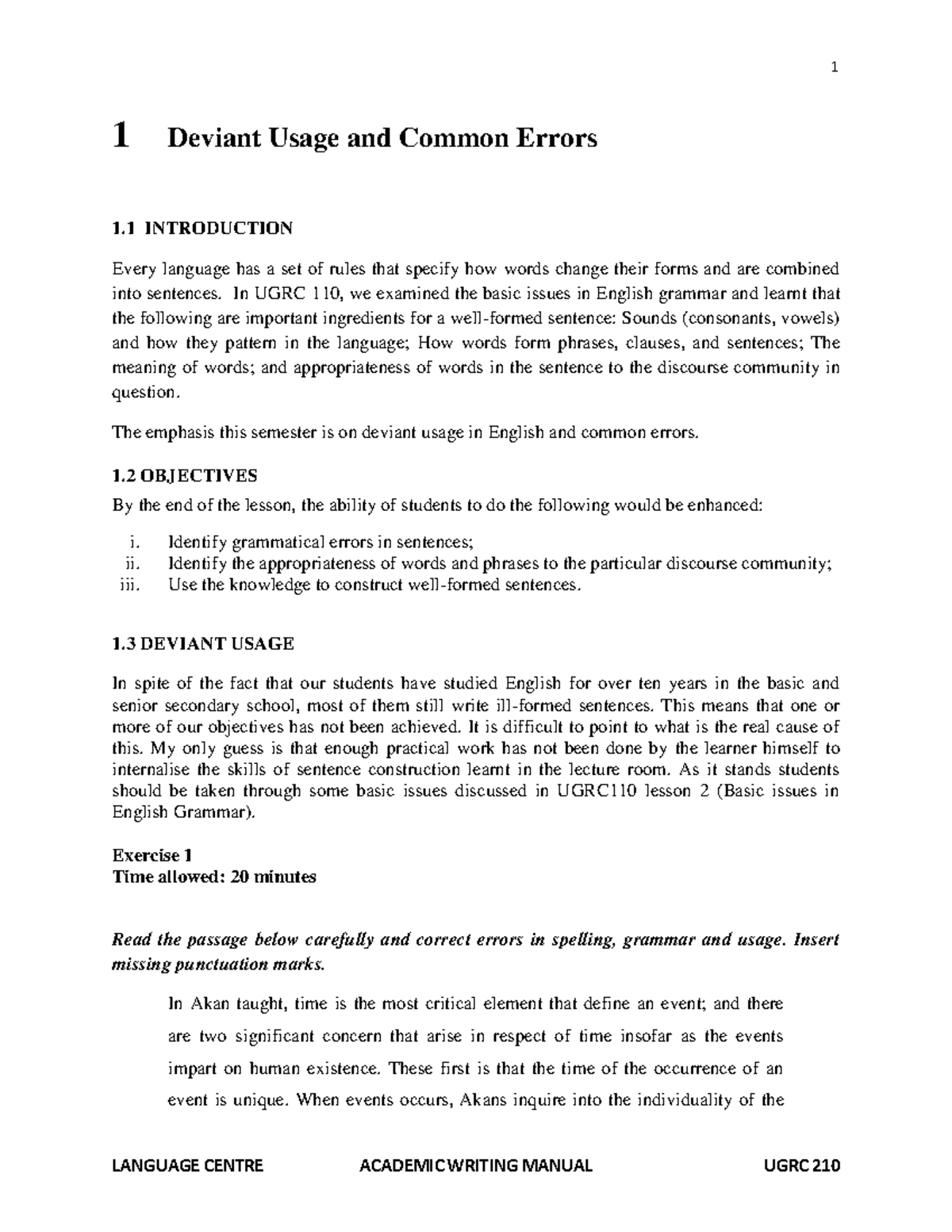 UGRC210 Final Exam: Deviant Usage & Common Errors in Academic Writing ...