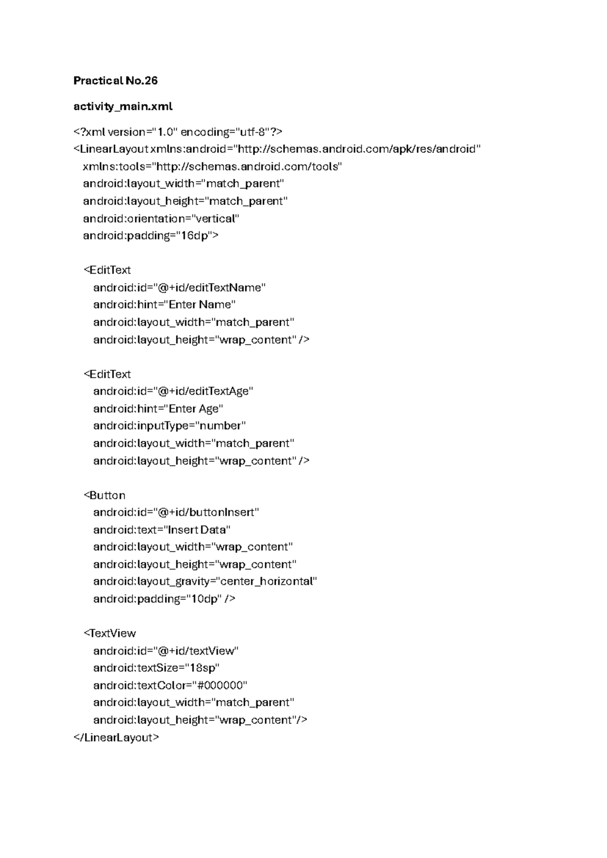 AK MAD C Practical No.32: Android App Development Essentials - Studocu