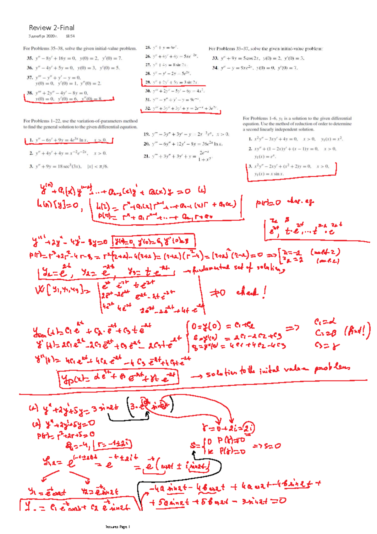 Review 2-Final - Linear Algebra - 18: lectures Page 1 lectures Page ...