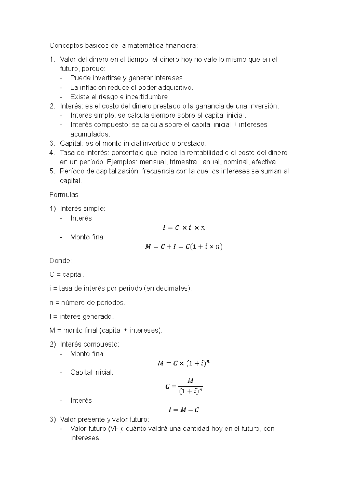 Conceptos Básicos de Matemática Financiera: Valor del Dinero y Más ...