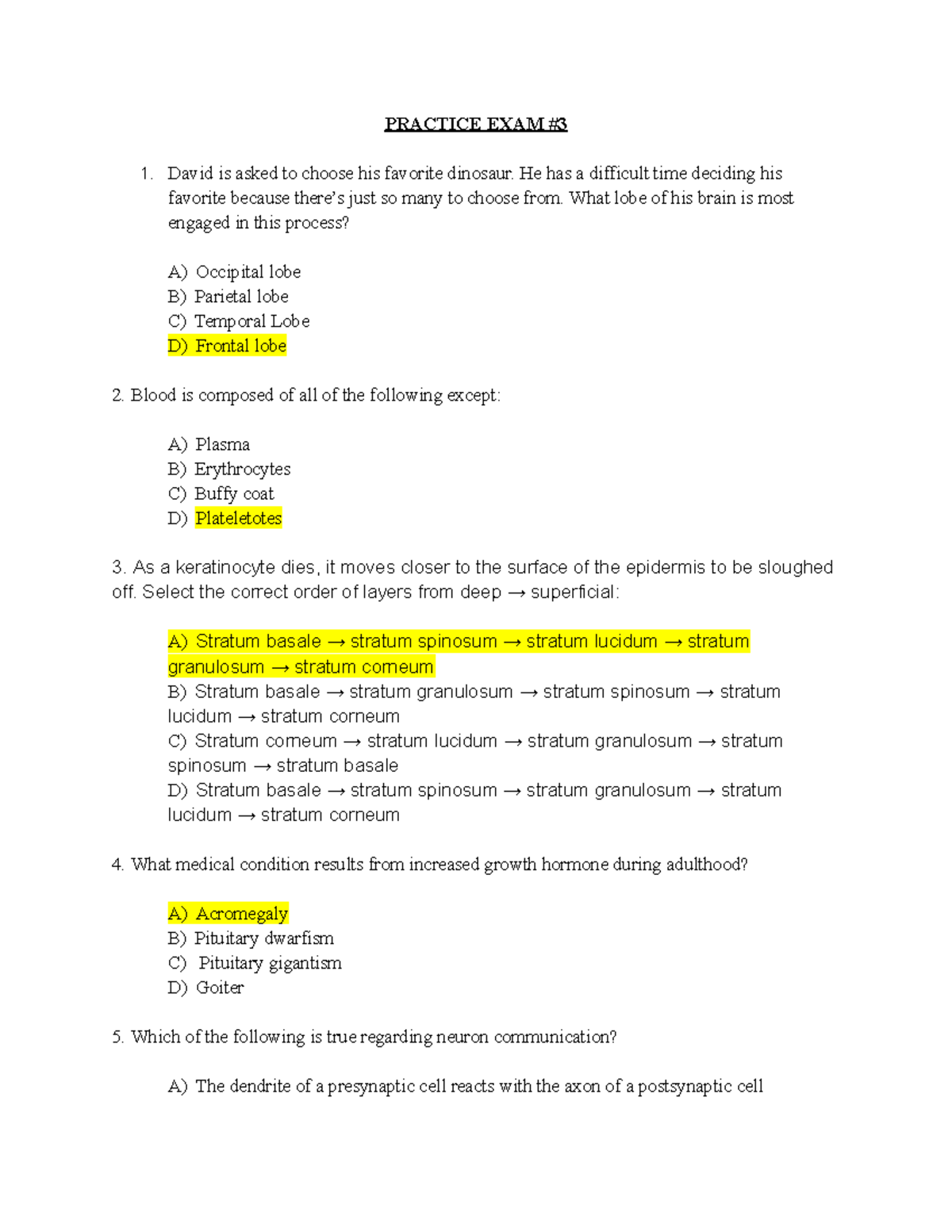 PRACTICE EXAM #3: Key Concepts in Human Anatomy & Physiology - Studocu
