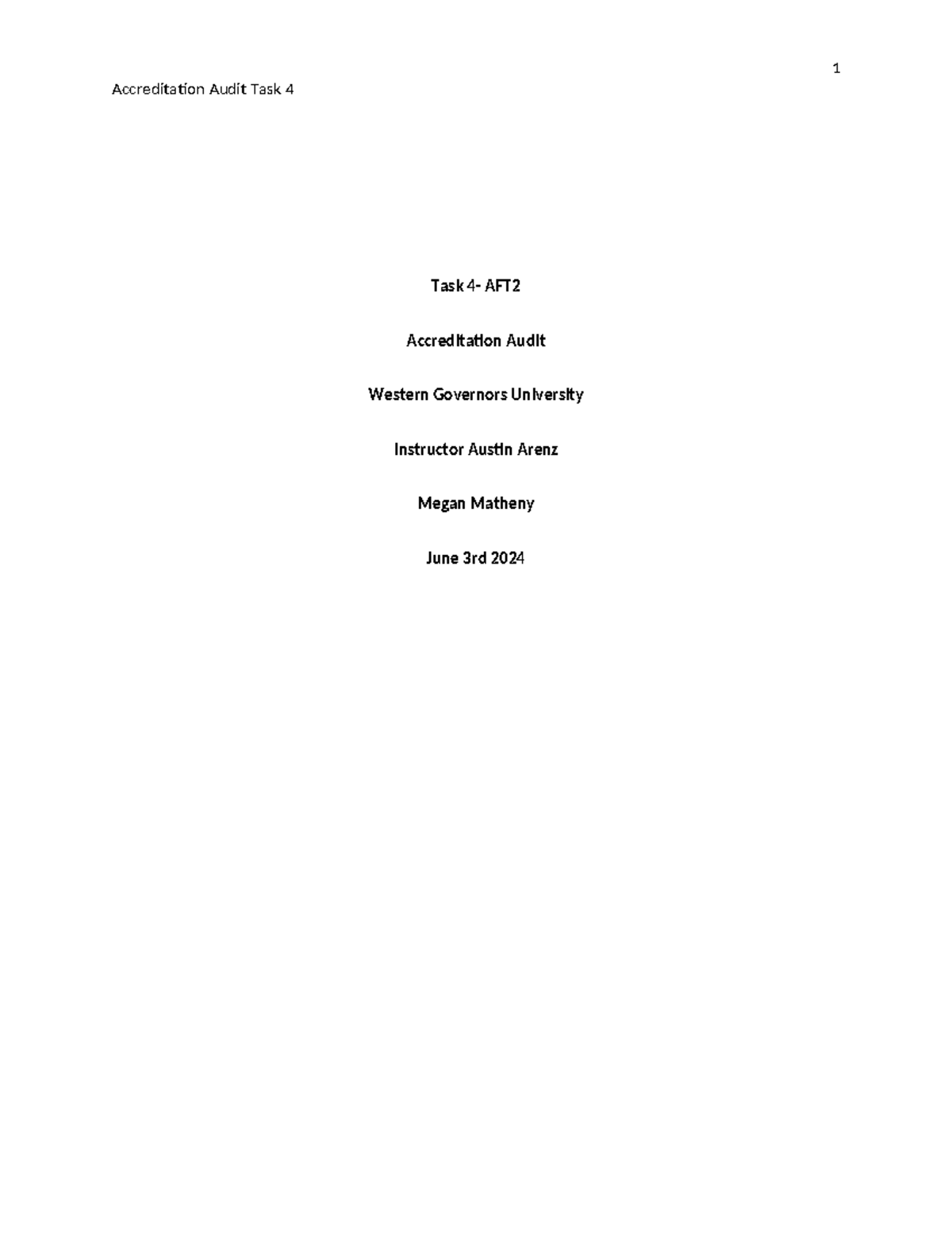 AFT2 Task 4 Accreditation Audit Report – Nightingale Community Hospital ...
