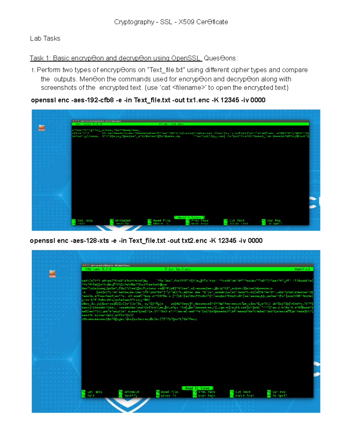 Week 4 Lab: Cryptography - SSL & X509 Certificate Tasks - Studocu