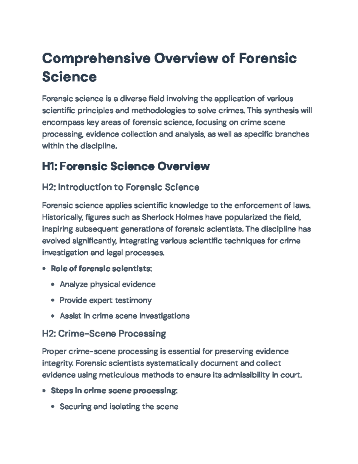 Forensic Science Concepts & Practices Overview: Key Techniques ...