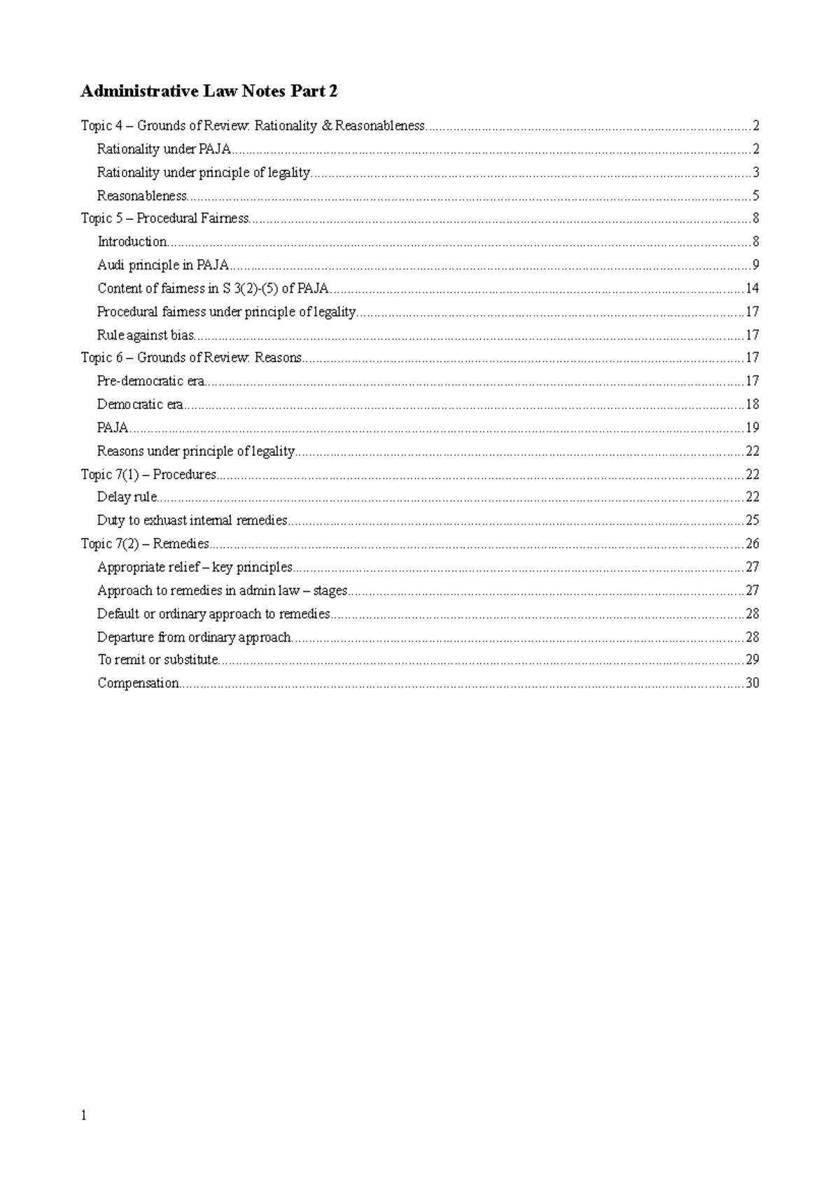 Administrative Law Notes Part 2: Grounds of Review & Fairness - Studocu