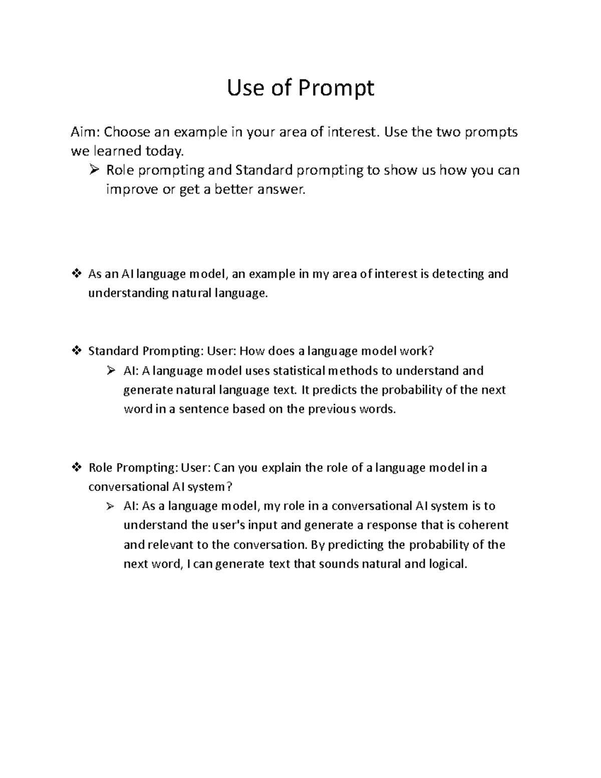 Assignment 2: Exploring Role and Standard Prompting in AI Language ...