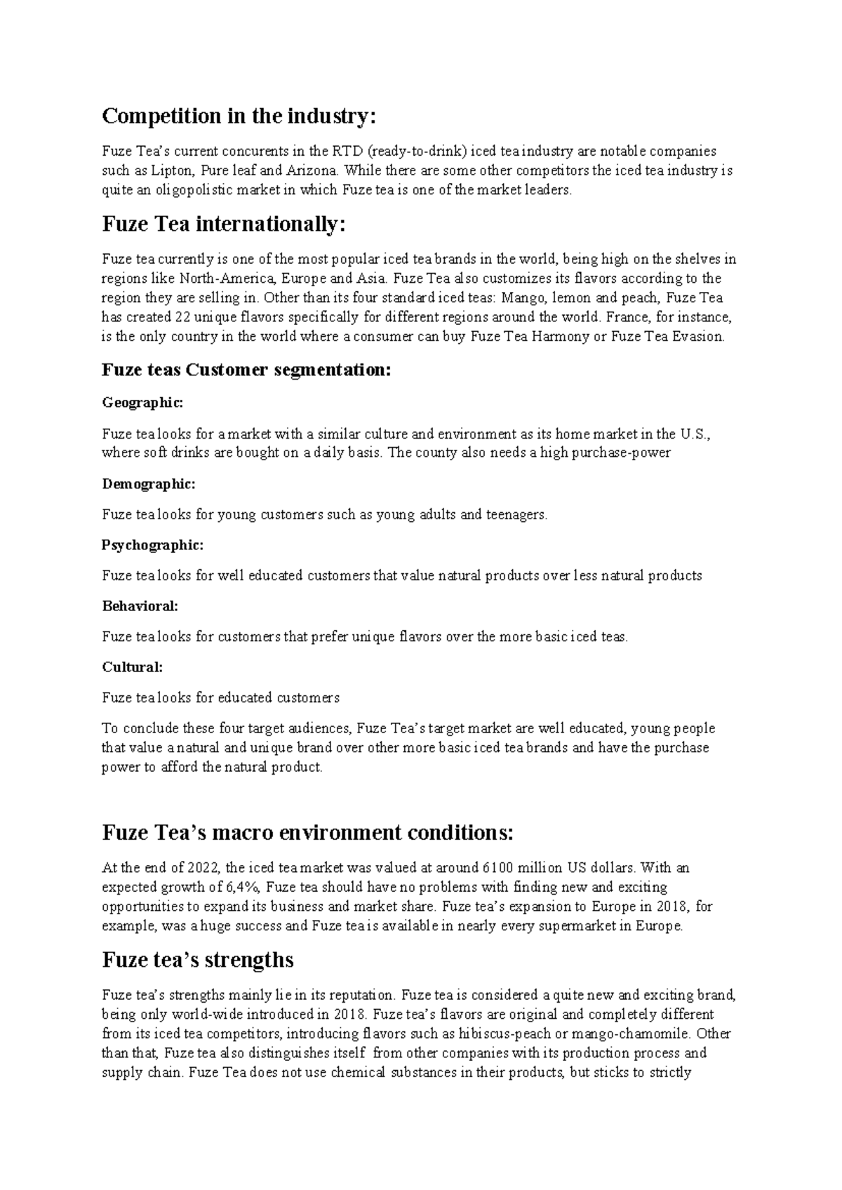 Marketing Strategies for Fuze Tea: Competitors & Target Market Analysis ...