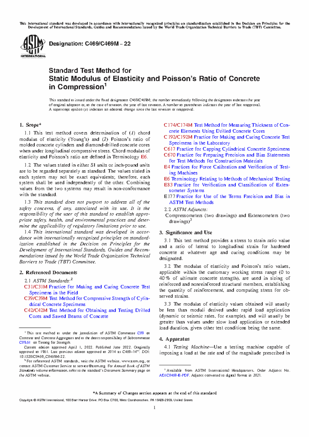 ASTM C469-C469M-22: Elasticity Modulus & Poisson's Ratio of Concrete ...