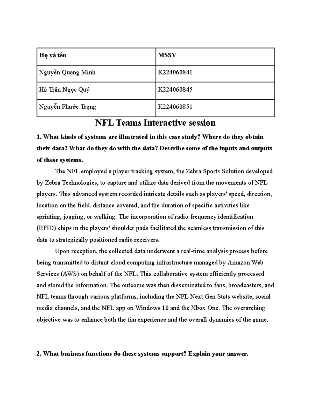 BT NHÓM1 - NFL Teams Case Study: Data Systems & Their Impact - Studocu
