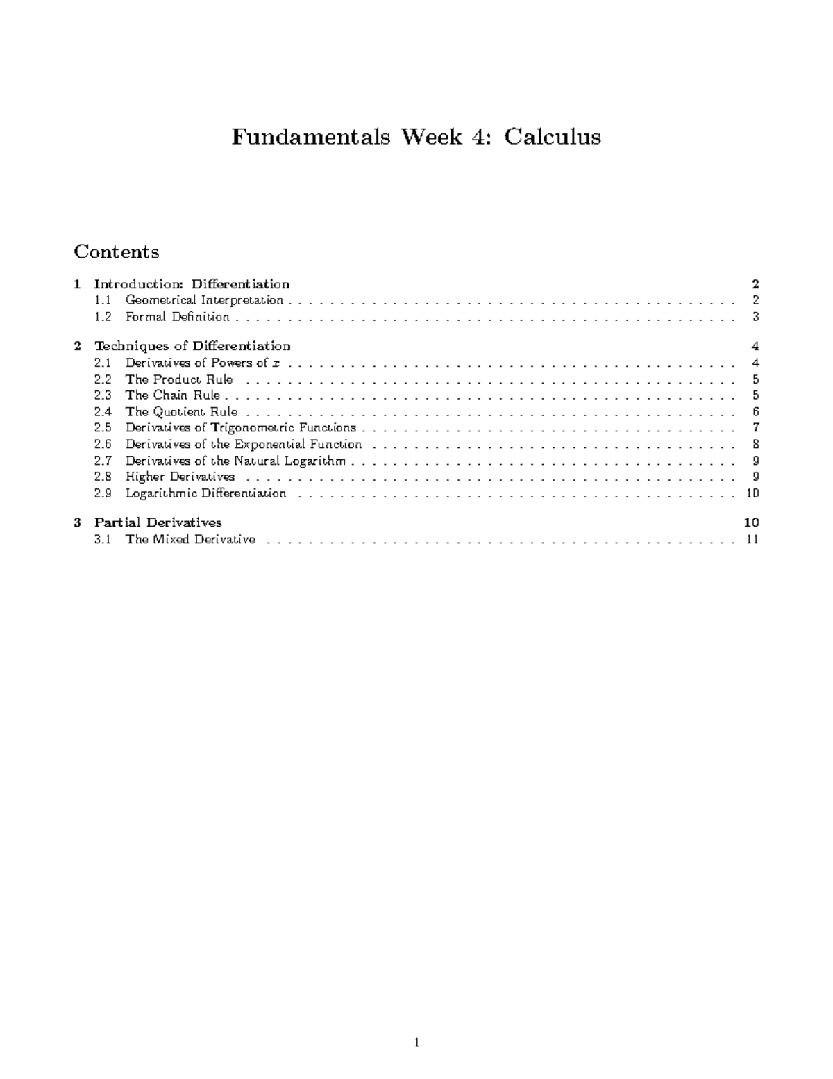 Calculus Fundamentals Week 4: Differentiation Techniques and Concepts ...