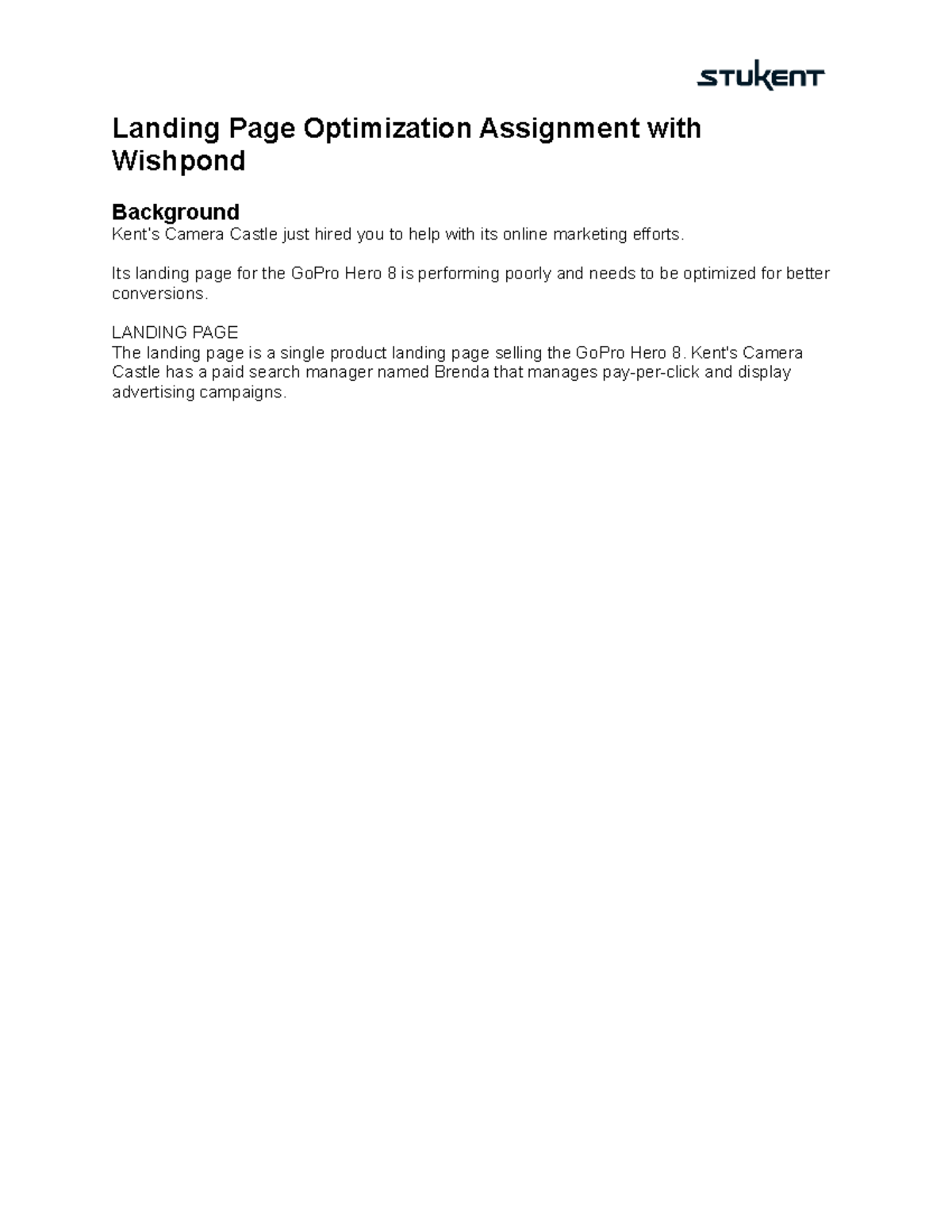 Landing Page Optimization Assignment (MKT 201) with Wishpond - Studocu