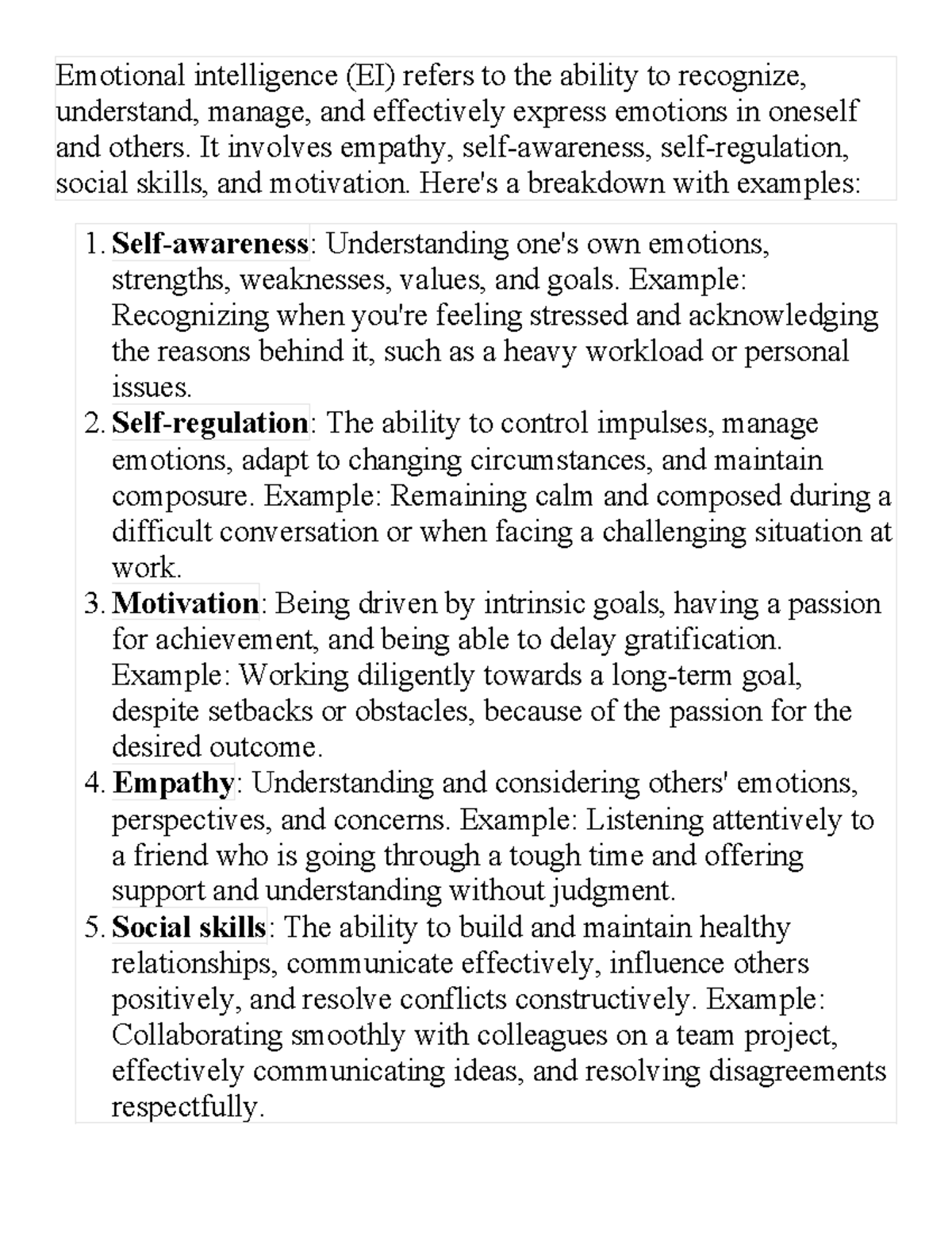 EI - Emotional intelligence - Emotional intelligence (EI) refers to the ...