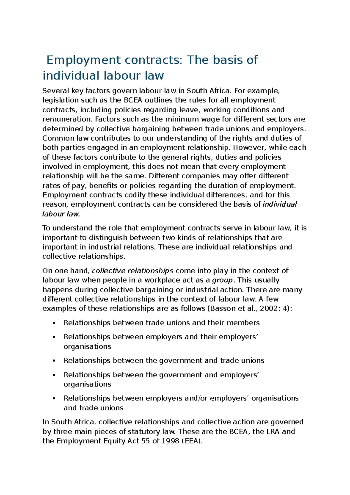 Understanding Employment Contracts and Labour Law in South Africa: Key ...