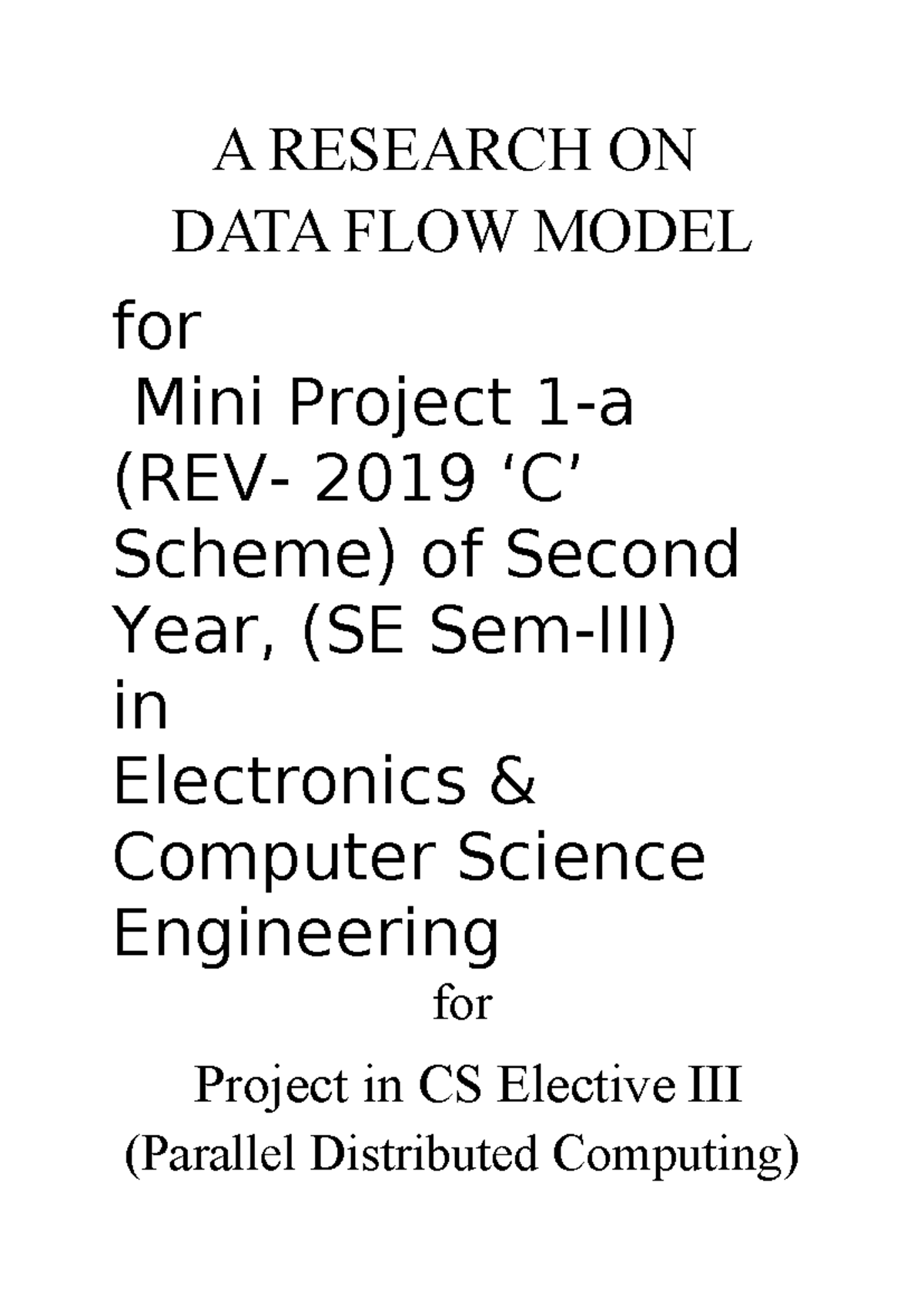Data Flow Models in Parallel and Distributed Computing (CS Elective ...
