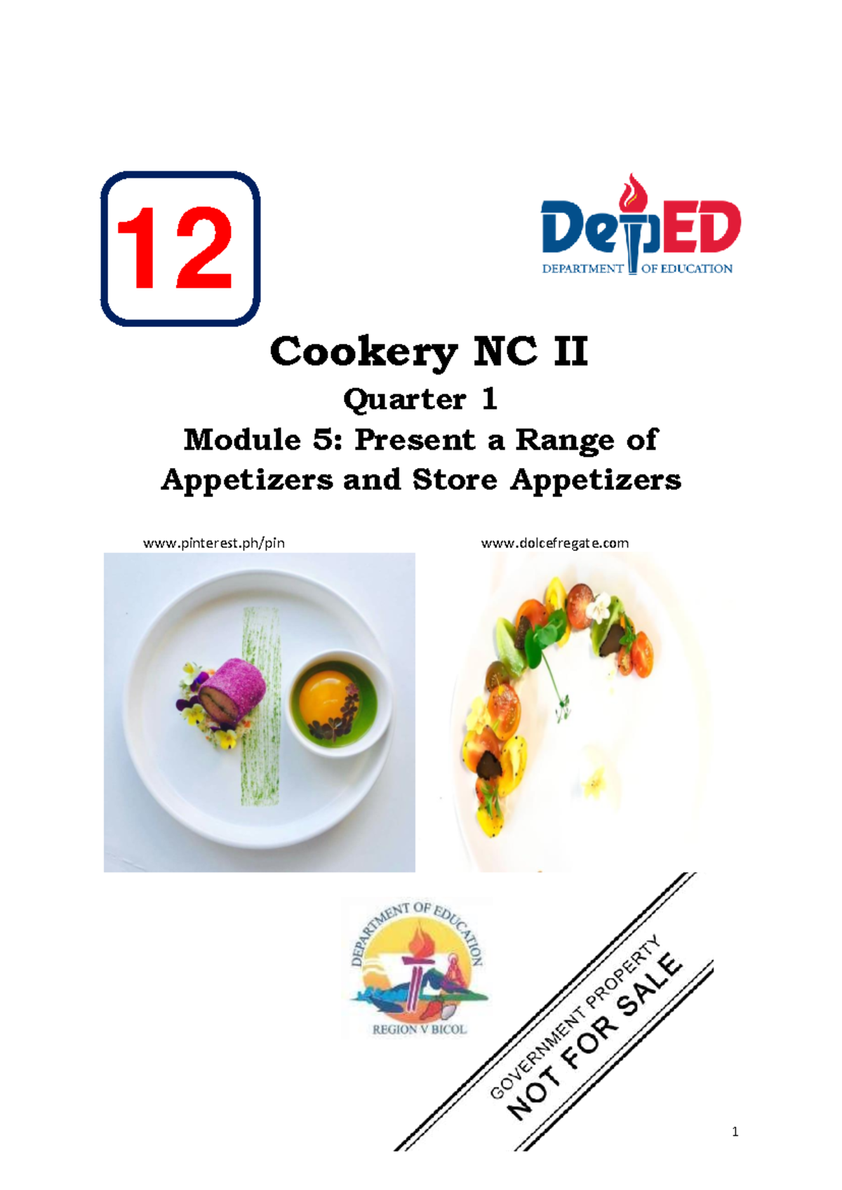 Cookery NC II G12 Quarter 1 Module 5: Appetizers and Presentation ...