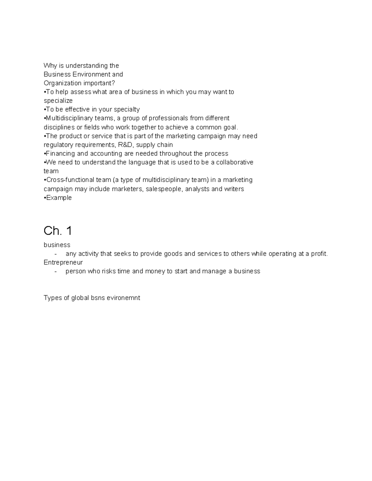 1E03 Business Environment - Why is understanding the Business ...