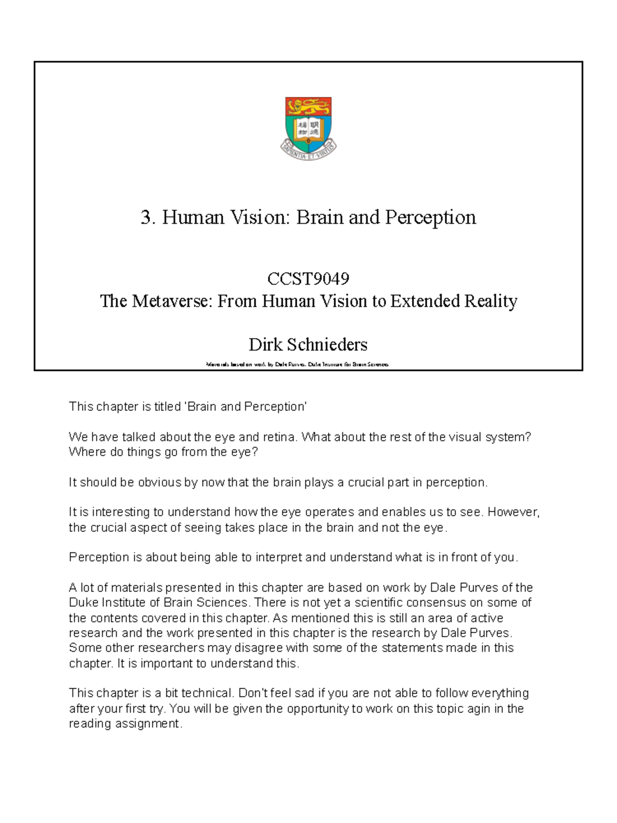 CCST9049 Final Exam: Human Vision, Brain, and Perception Insights - Studocu