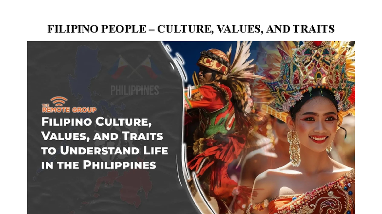 Filipino Traits School Purposes FILIPINO PEOPLE CULTURE, VALUES
