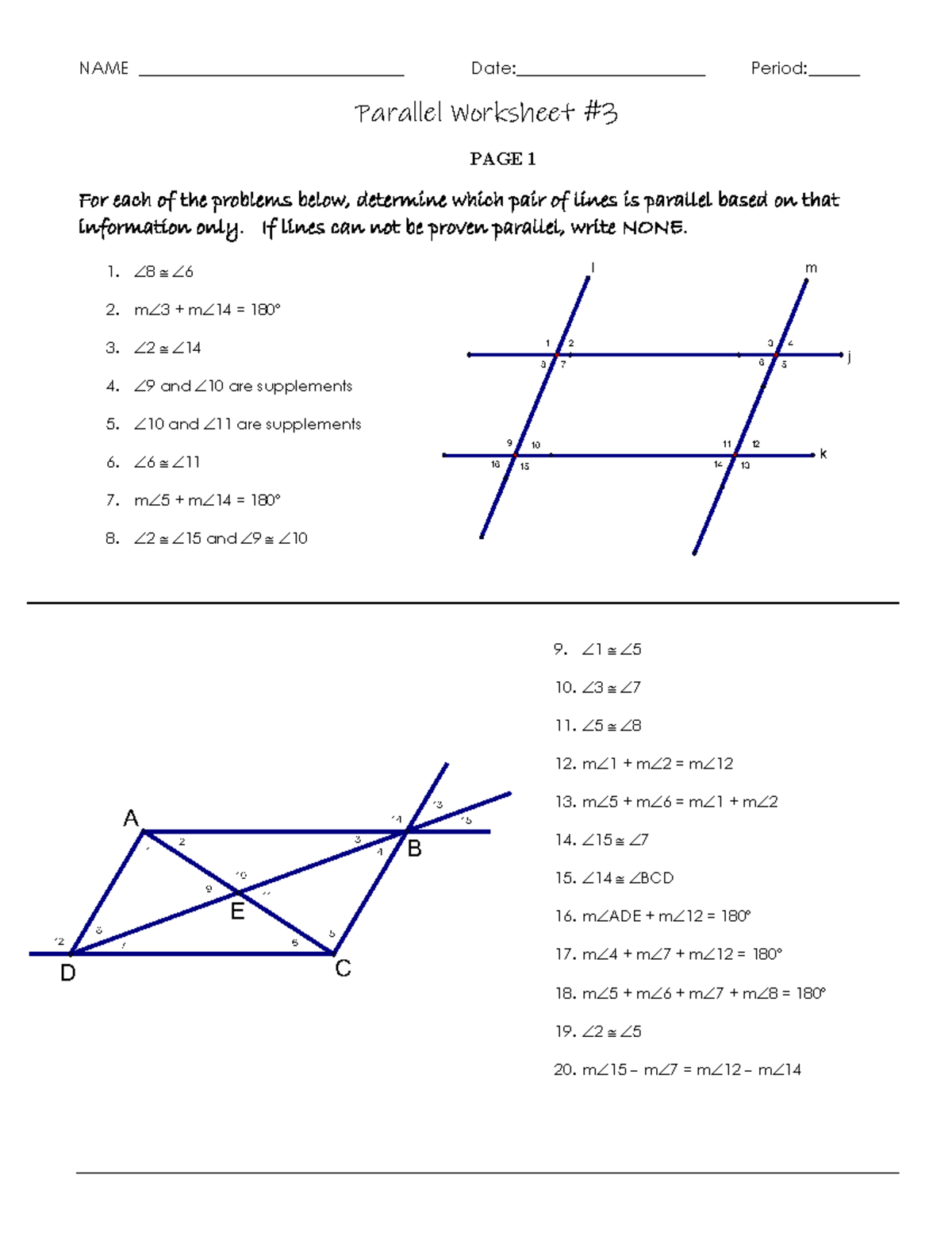 Parallel worksheet 3-4 combined 2021 - 16 6 1 2 8 3 5 4 9 15 13 10 11 ...