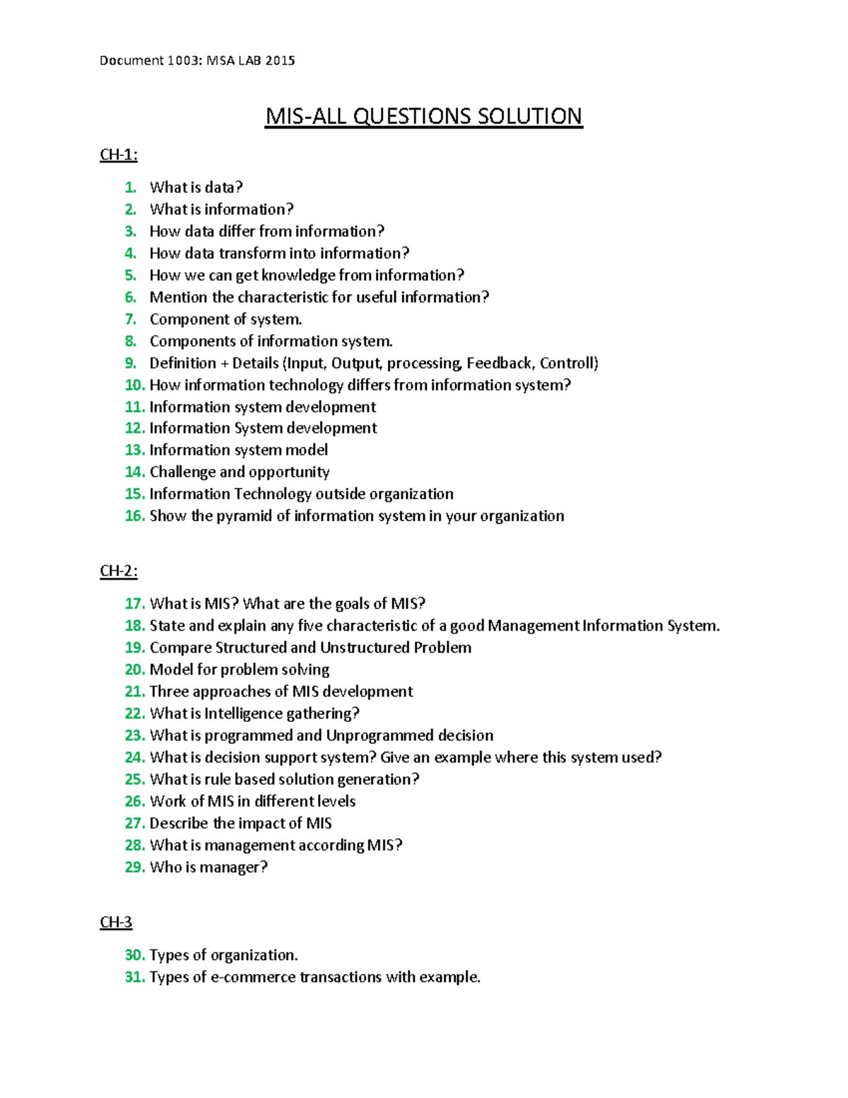 MIS Final ALL Questions Solution - MIS-ALL QUESTIONS SOLUTION CH-1 ...