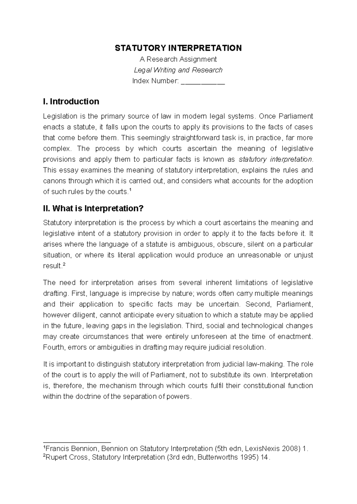 STAT 101: Statutory Interpretation - A Comprehensive Research Essay ...